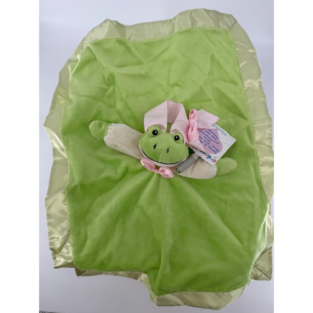 A-Door-Nimals Frog Security Blanket Lovey Green Pink Plush Baby Blankie Missing